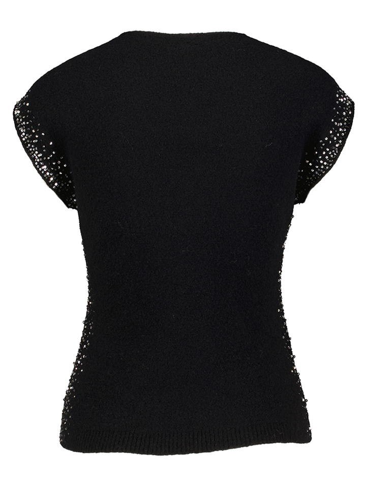 Zwart mouwloze trui met details aan de zijkanten Liviana Conti 
