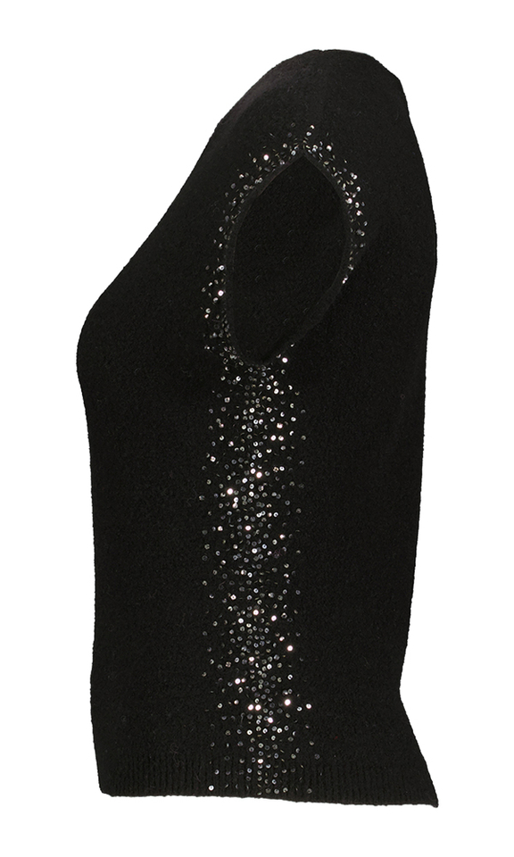 Zwart mouwloze trui met details aan de zijkanten Liviana Conti 