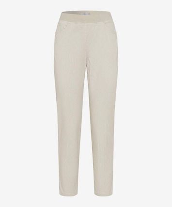 Beige slim fit broek met elastiek Pamina Raphaela