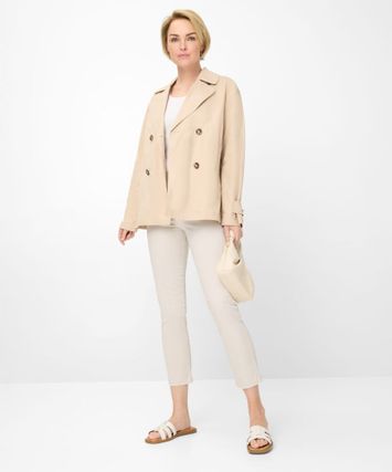 Beige slim fit broek met elastiek Pamina Raphaela