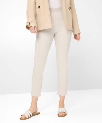 Beige slim fit broek met elastiek Pamina Raphaela