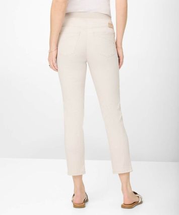 Beige slim fit broek met elastiek Pamina Raphaela