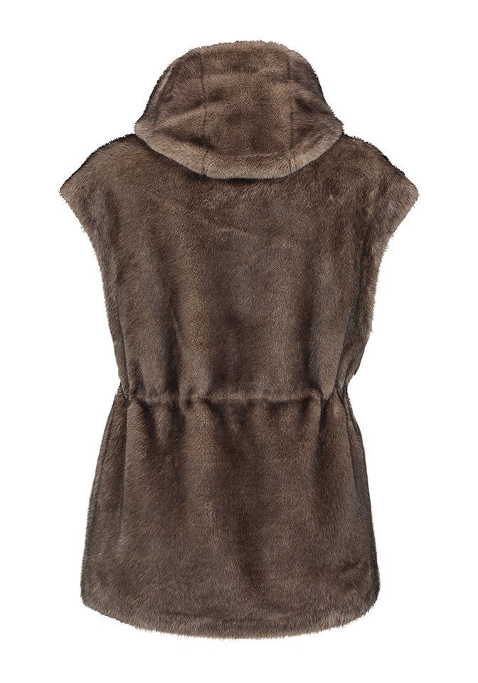 Bruine bodywarmer in faux fur Mink Betta Corradi 