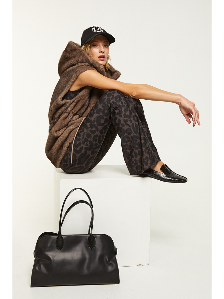 Bruine bodywarmer in faux fur Mink Betta Corradi 