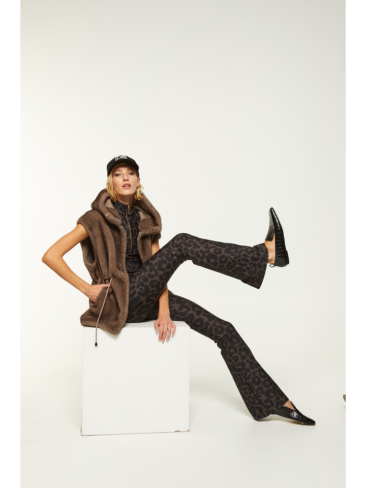 Bruine bodywarmer in faux fur Mink Betta Corradi 