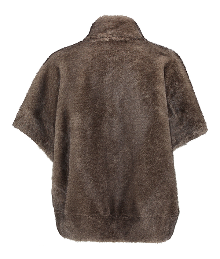 Bruine jas met rits in faux fur Mink Betta Corradi