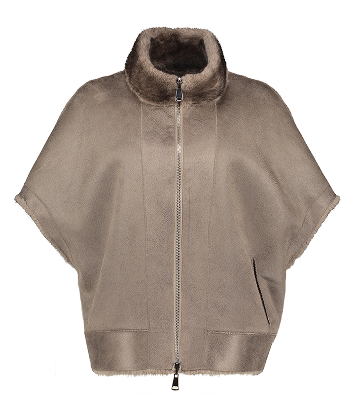 Bruine jas met rits in faux fur Mink Betta Corradi