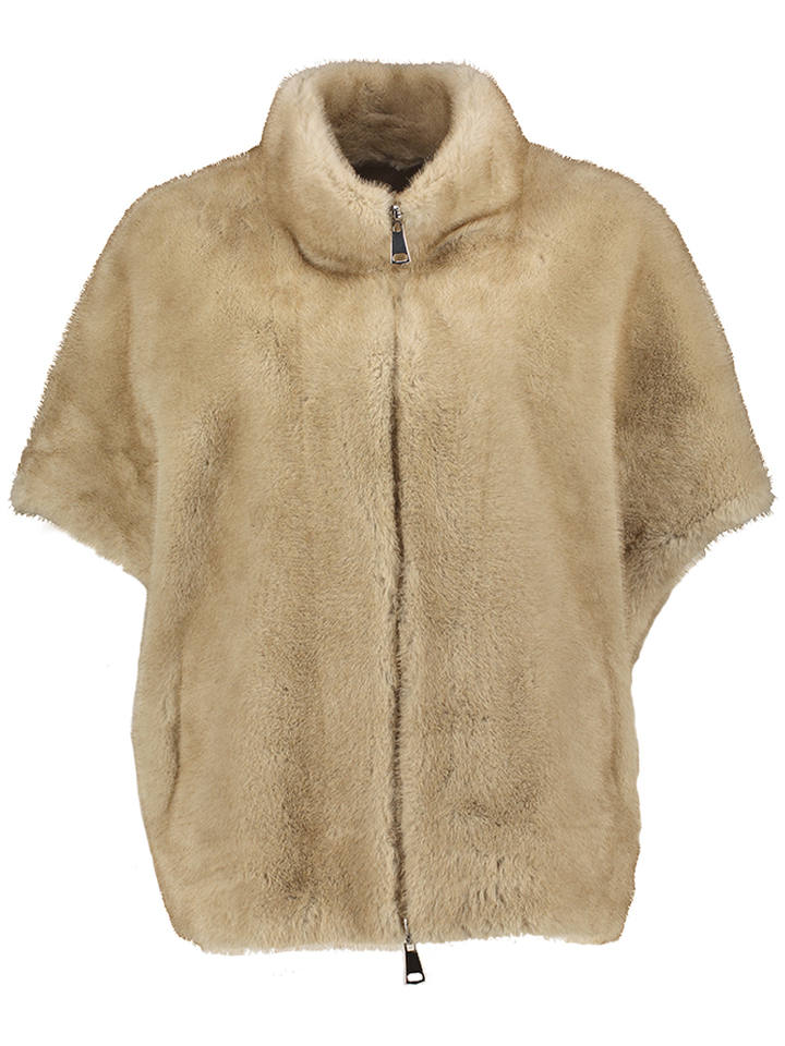 Beige mouwloze jas in faux fur Betta Corradi 