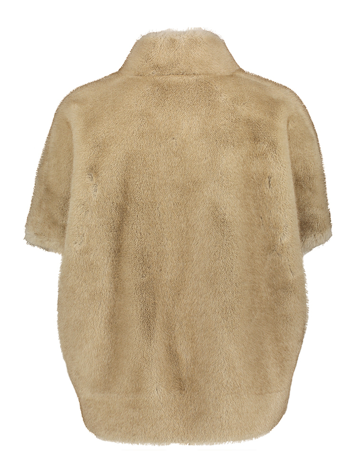 Beige mouwloze jas in faux fur Betta Corradi 