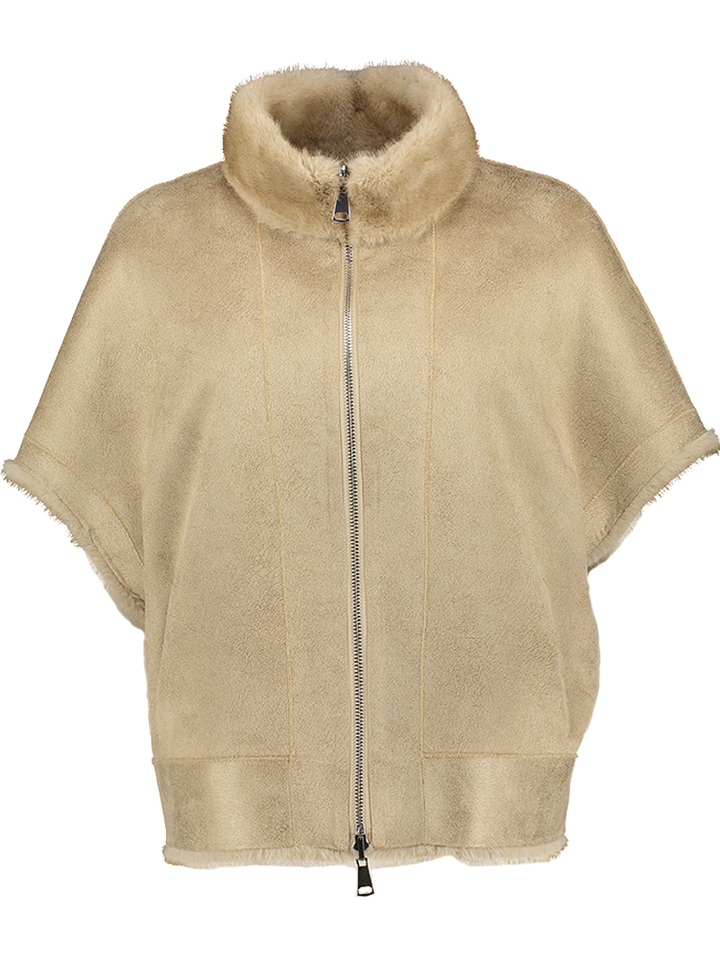 Beige mouwloze jas in faux fur Betta Corradi 