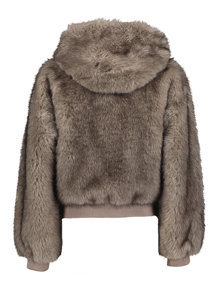 Grijze bomber jacket in imitatiebont Zibe Betta Corradi