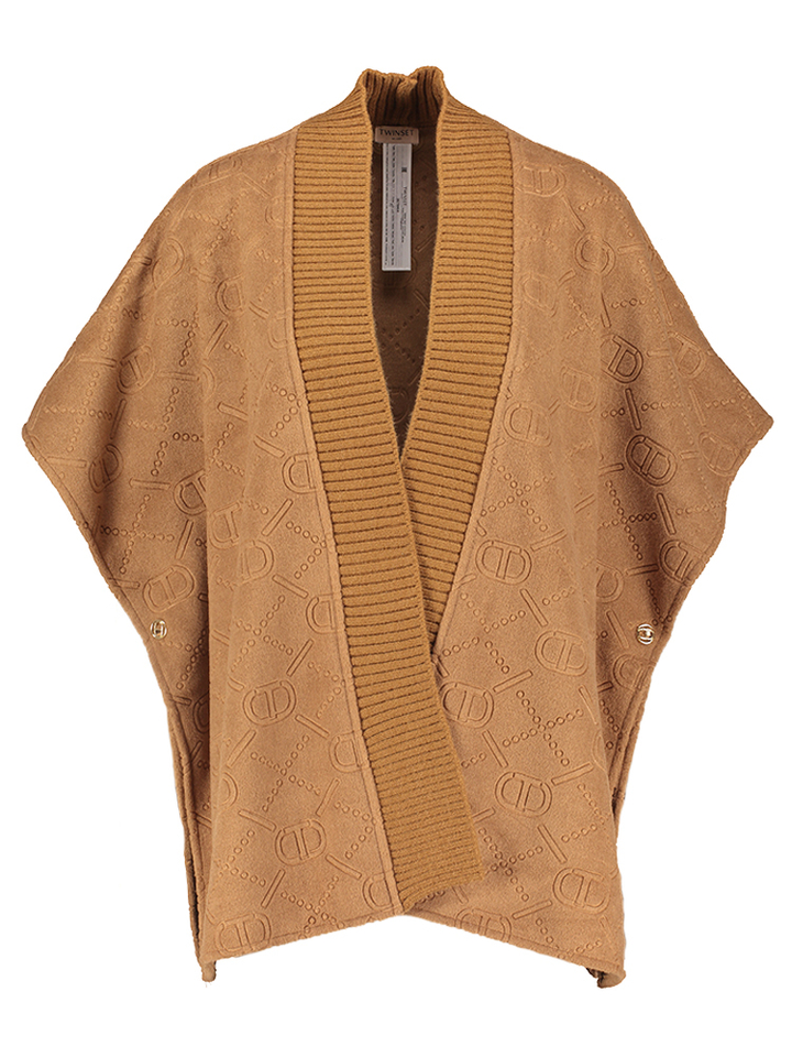 Camel kleuerige gilet met merklogo Twinset