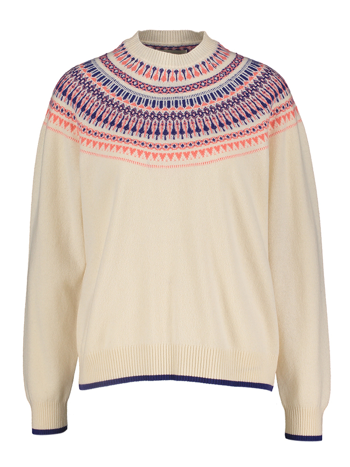 Ecrukleurige pull met multicolor print Jumper 1234