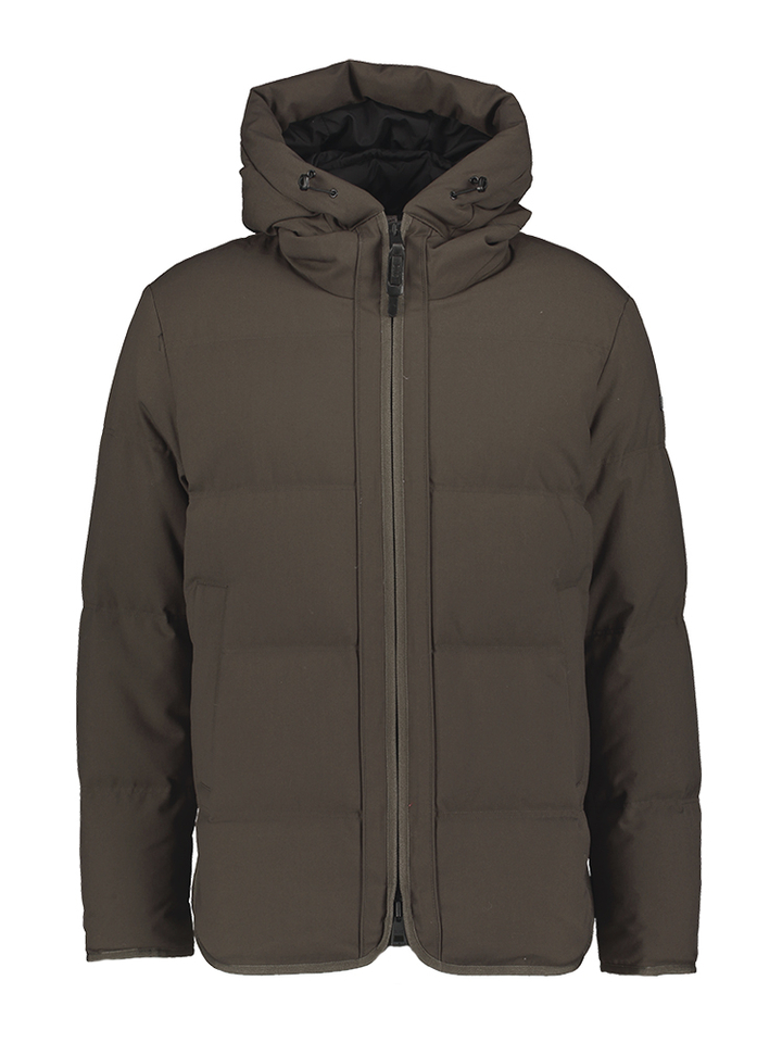 Bruine water en winddichte jas met rits en kap Duno 