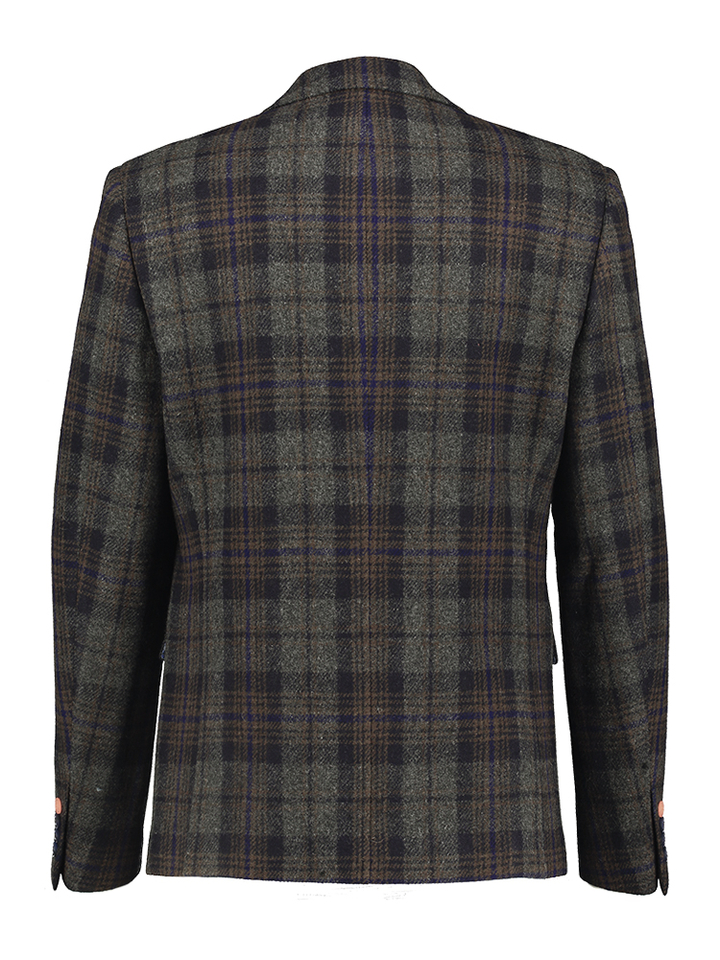 Navy wollen blazer met ruitmotief A Fish Named Fred