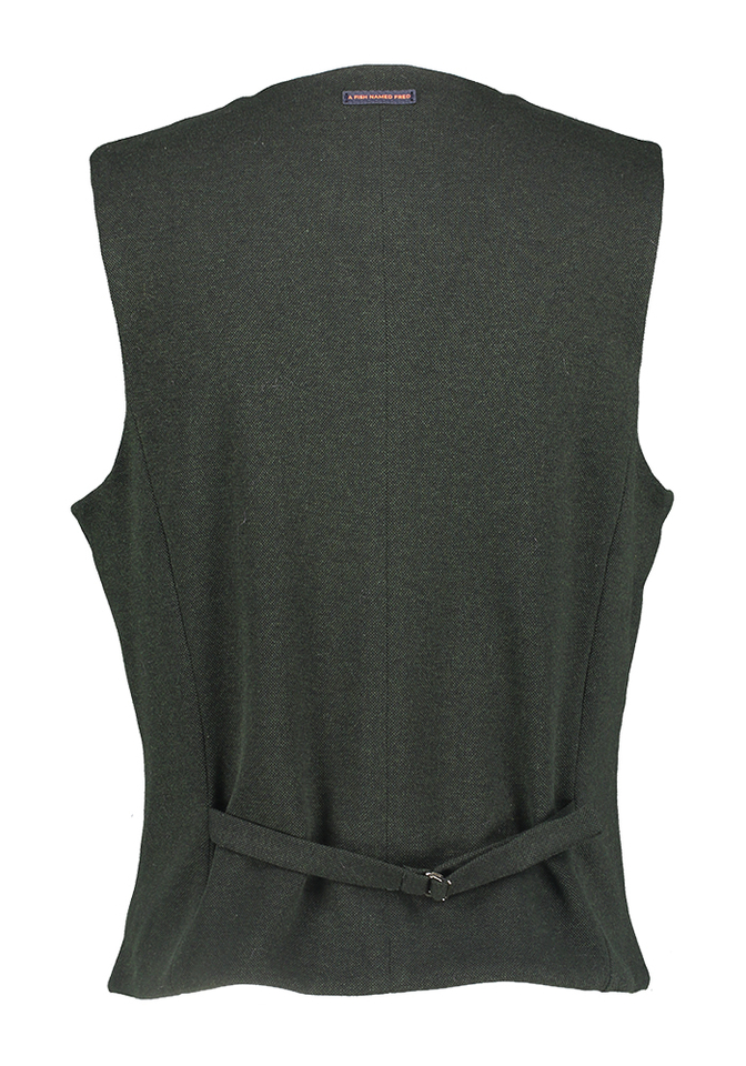 Donkergroene gilet met blauwe details A Fish Named Fred 