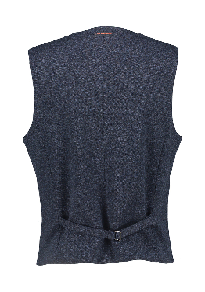 Donkerblauwe gilet met bruine details A Fish Named Fred