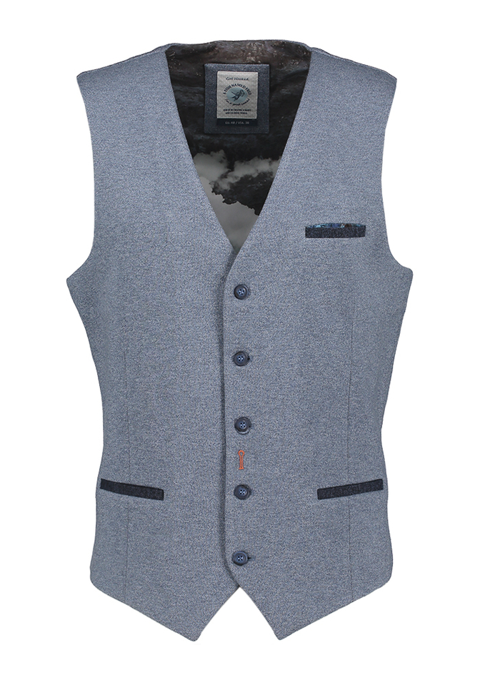 Blauwe gilet met knopen A Fish Named Fred 