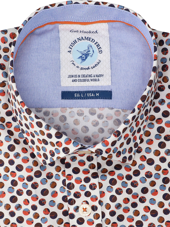 Off white katoenen hemd (regular fit) met dots en lange mouwen A Fish Named Fred