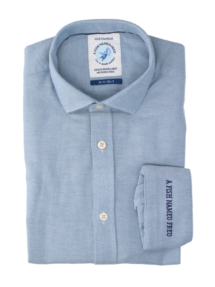 Lichtblauw katoenen hemd (regular fit) met lange mouwen A Fish Named Fred