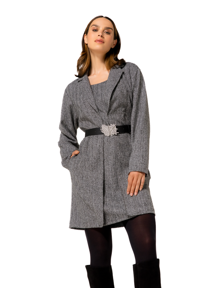 Zwart/witte jurk met riem Caroline Biss