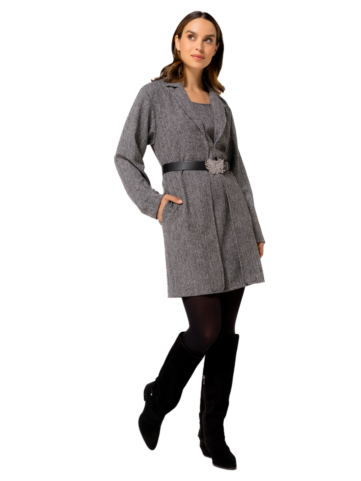 Zwart/witte jurk met riem Caroline Biss