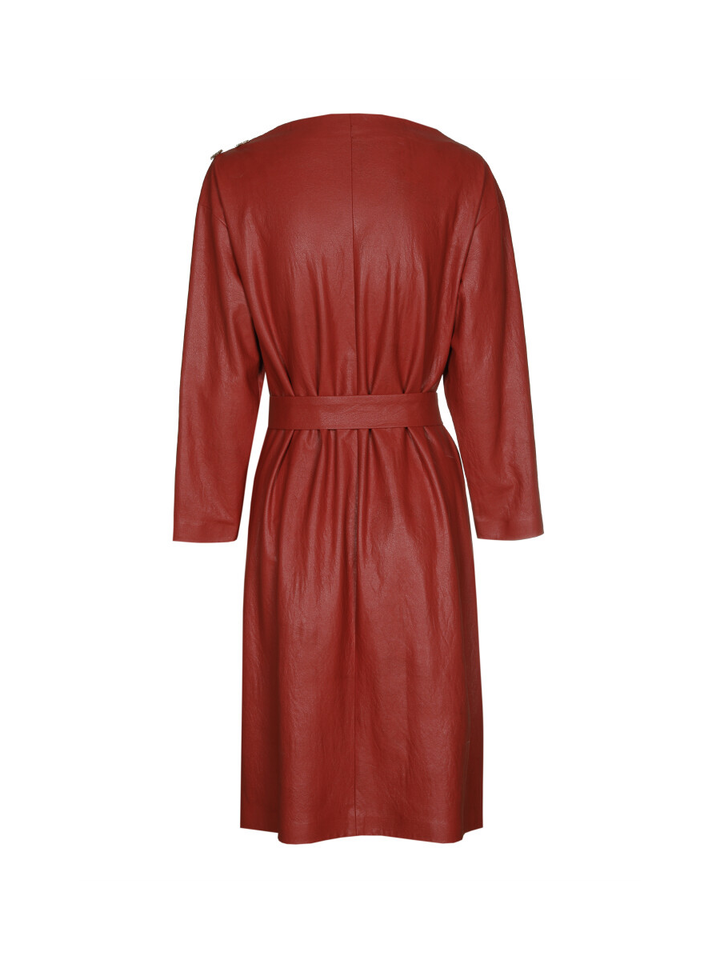 Bordeaux kleed in lederlook Caroline Biss 