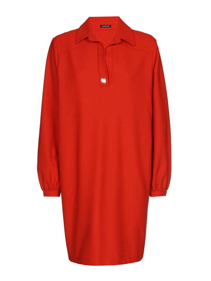 Rode jurk met gouden knoop Caroline Biss