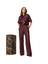 Bordeaux lederlook blouse met korte mouwen Caroline Biss