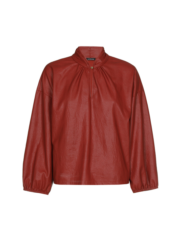 Bordeaux lederlook blouse Caroline Biss