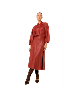 Bordeaux lederlook blouse Caroline Biss