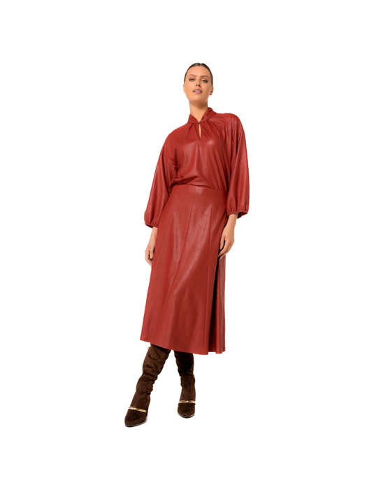 Bordeaux lederlook blouse Caroline Biss