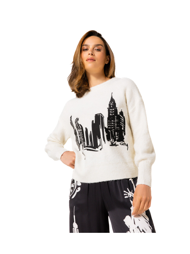Witte trui met figuur broadway Caroline Biss