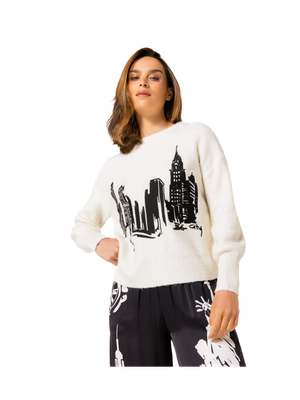 Witte trui met figuur broadway Caroline Biss