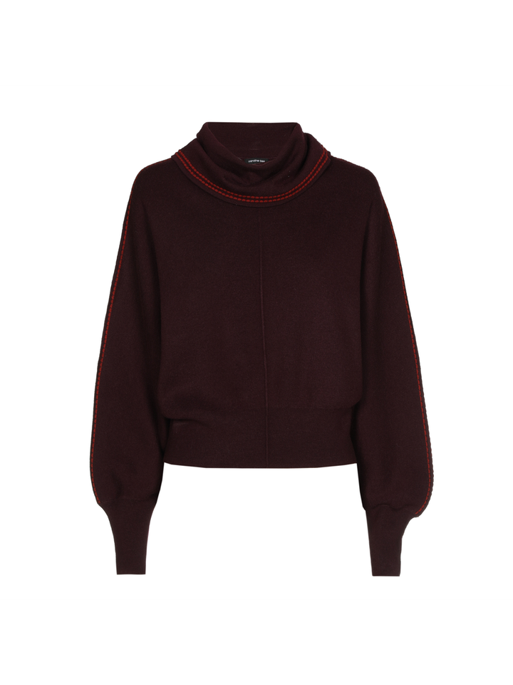 Bordeaux trui met rode stikking Carloline Biss 
