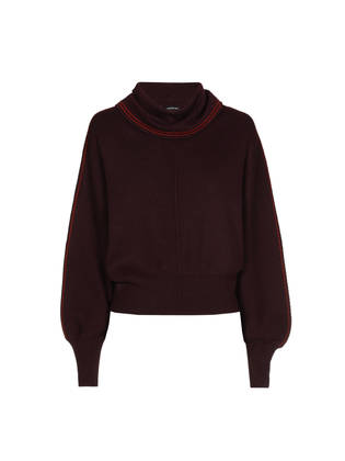 Caroline Biss Bordeaux trui met rode stikking Carloline Biss