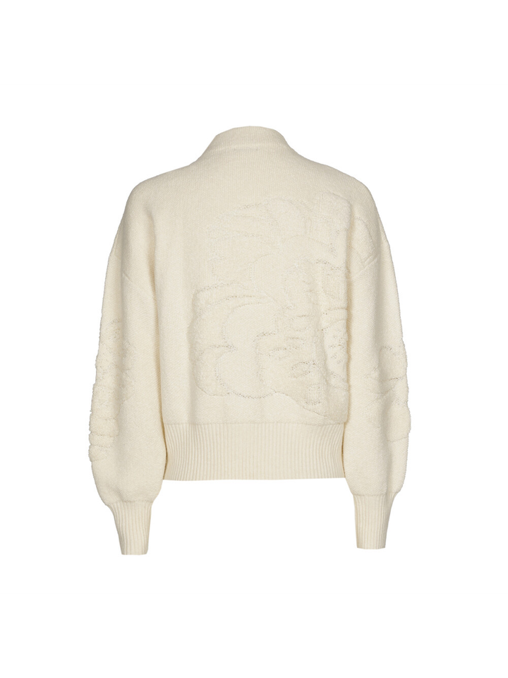 Ecru trui met ronde hals en bloemen Caroline Biss