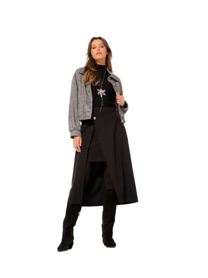 Zwart/wit vestje met zilverkleurige detailknopen Caroline Biss