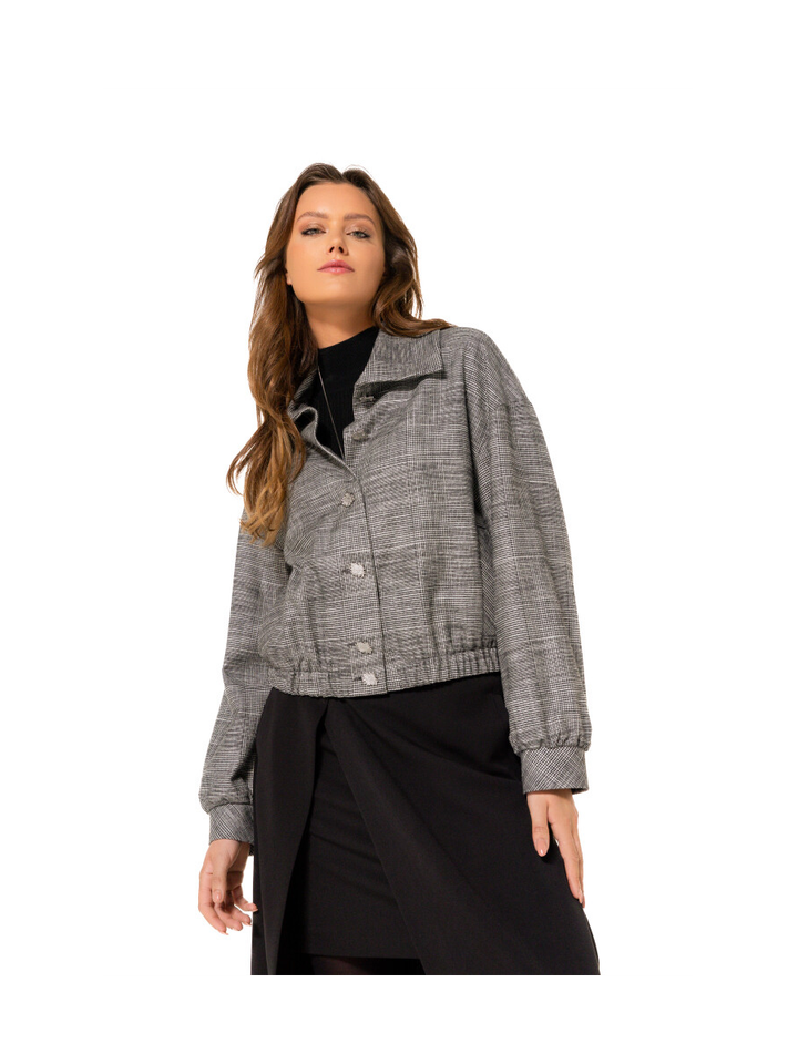 Zwart/wit vestje met zilverkleurige detailknopen Caroline Biss