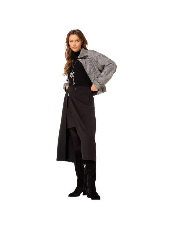 Zwart/wit vestje met zilverkleurige detailknopen Caroline Biss