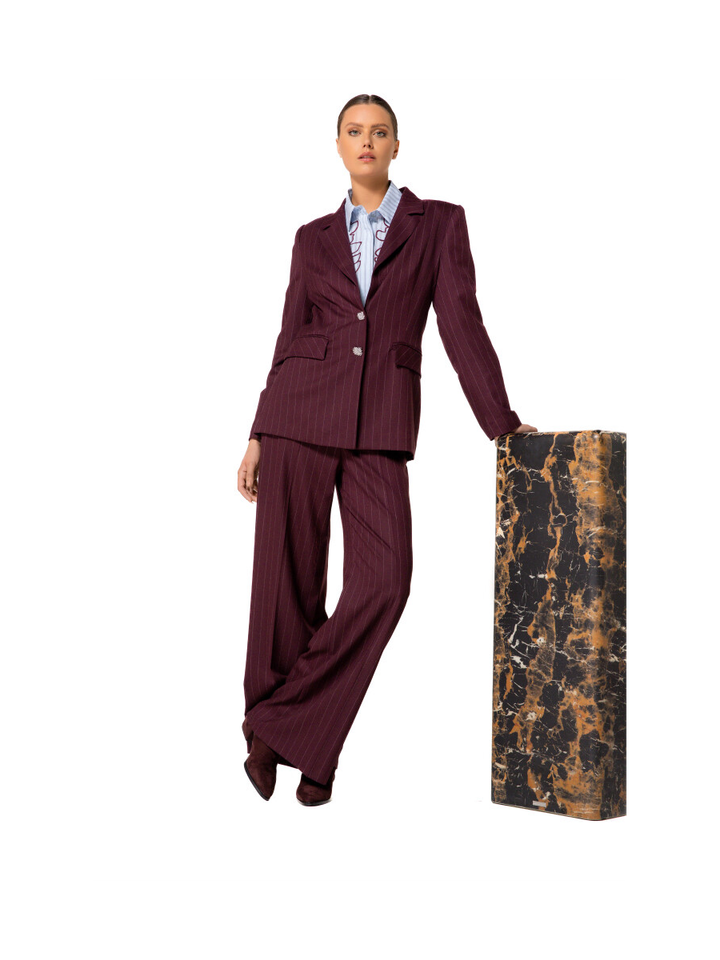 Bordeaux blazer met krijtstrepen Caroline Biss 