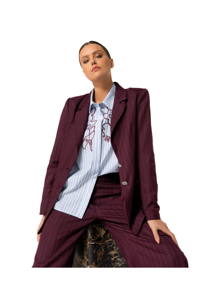 Bordeaux blazer met krijtstrepen Caroline Biss 