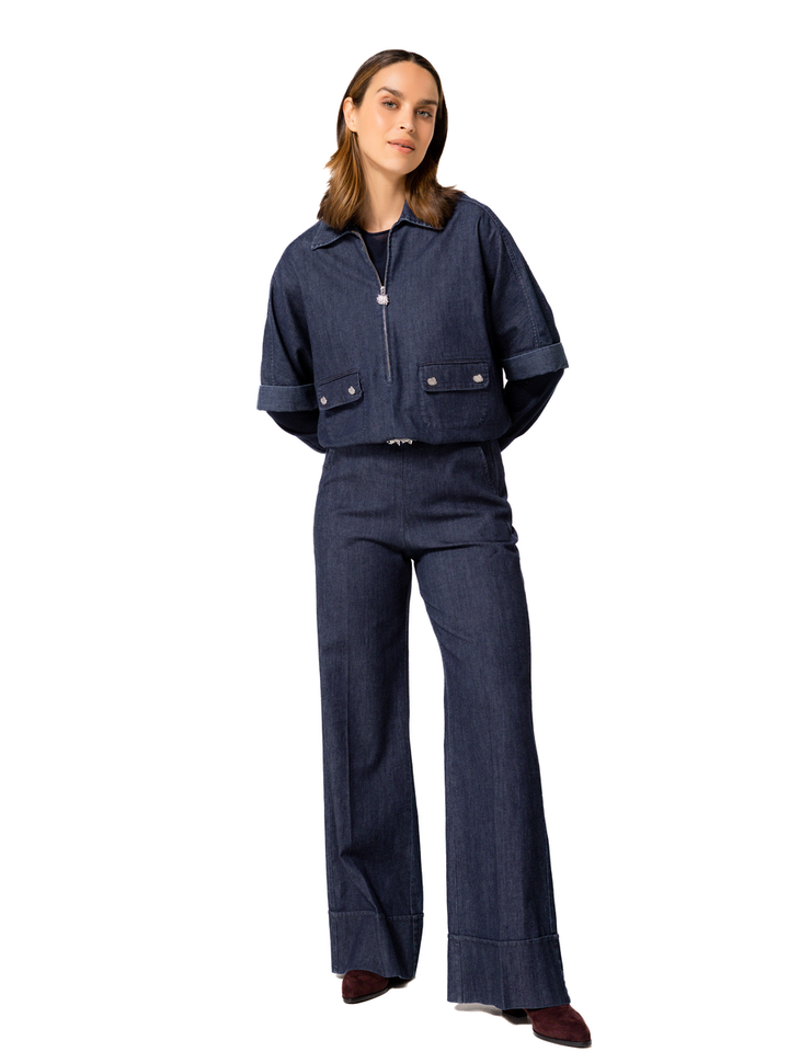 Blauwe jeans bloes met rits Caroline Biss