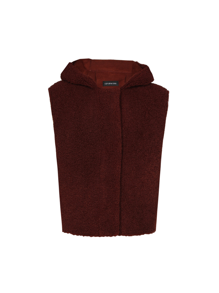 Bordeaux bodywarmer zonder mouwen in faux fur Caroline Biss