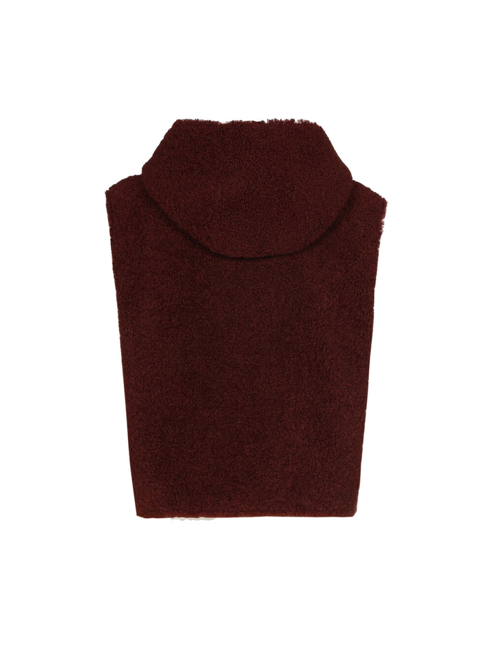Bordeaux bodywarmer zonder mouwen in faux fur Caroline Biss