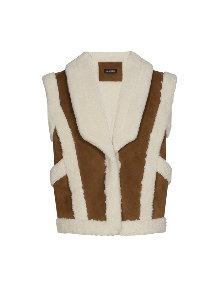 Camelkleurige teddy bodywarmer Caroline Biss