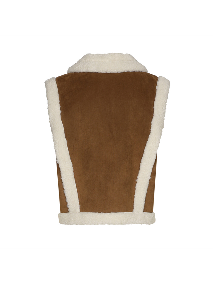 Camelkleurige teddy bodywarmer Caroline Biss