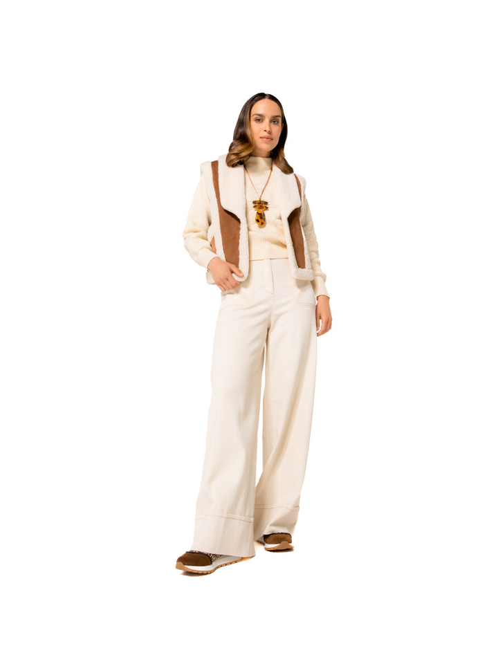 Camelkleurige teddy bodywarmer Caroline Biss