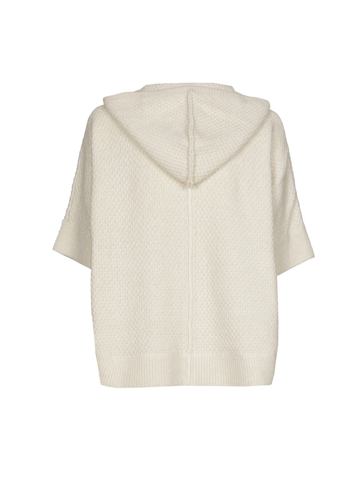 Ecrukleurige gilet met knopen en kap Caroline Biss
