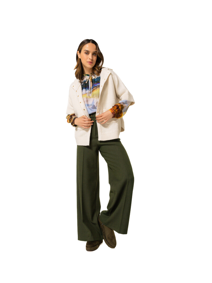 Ecrukleurige gilet met knopen en kap Caroline Biss